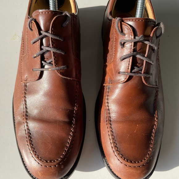 Chaps 96-26852 Brown Leather Oxfords Tie Lace Dress Loafer Shoes Mens size 8M - Picture 3 of 9